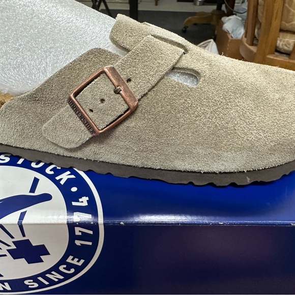 Birkenstock Taupe Boston Clogs-AUTHENTICATED - Picture 1 of 10